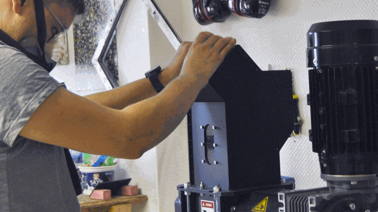 Broyage textile à l'association de l'atelier d'écologie populaire à Fresnay-sur-Sarthe