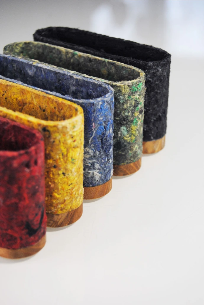 Coupelles de bureaux rangement en textile recyclé